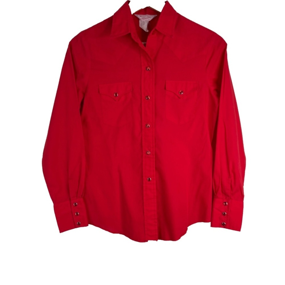 H Bar C Pearl Snap Top 10-34 Red Long Sleeve Western Ranchwear Rodeo Whimsigoth
